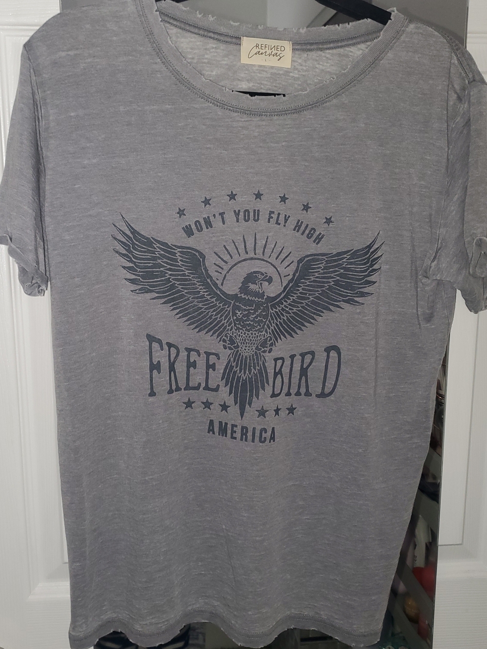 Free Bird America Graphic Tee Gray Large